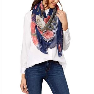 INC International houndstooth floral navy scarf